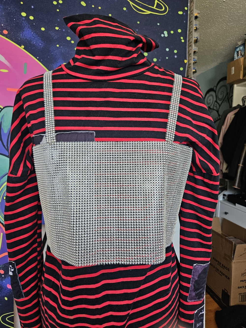 Silver Rhinestone Mesh Crop Layer - Picture 3 of 6